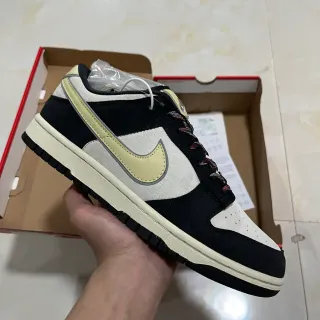 Nike Dunk Low Preto Off-White Amarelo Pálido Tênis Lifestyle