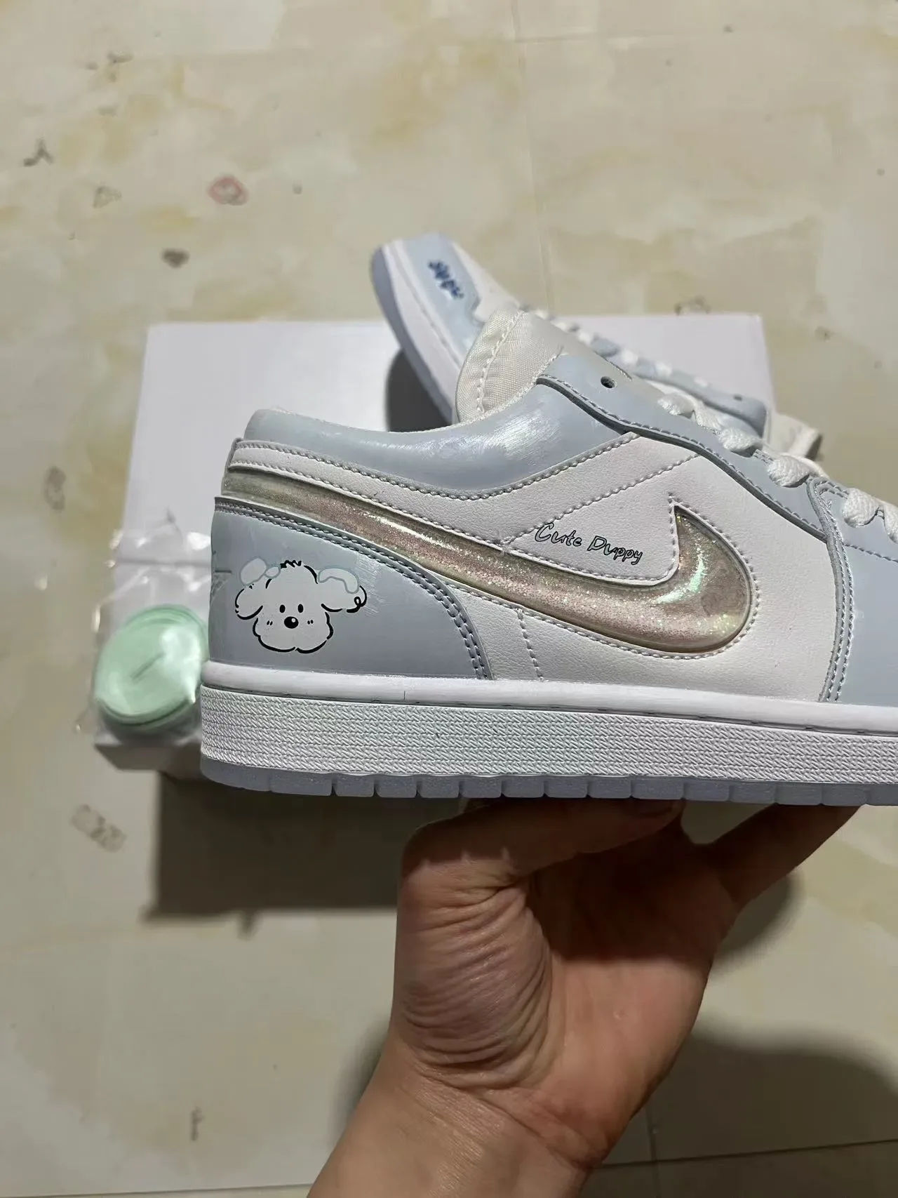 Nike Dunk Low 可爱小狗 浅灰生活方式运动鞋 7