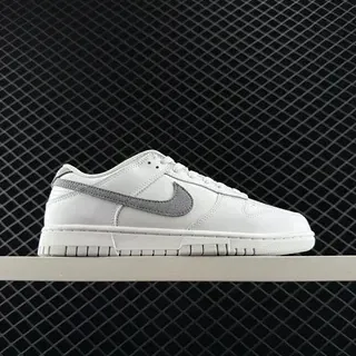 Nike Dunk Low সাদা ধূসর চামড়ার স্কেটবোর্ড জুতো