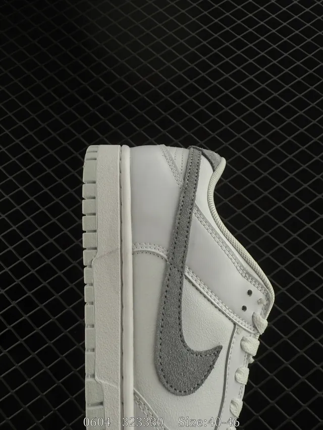 Nike Dunk Low সাদা ধূসর চামড়ার স্কেটবোর্ড জুতো 2
