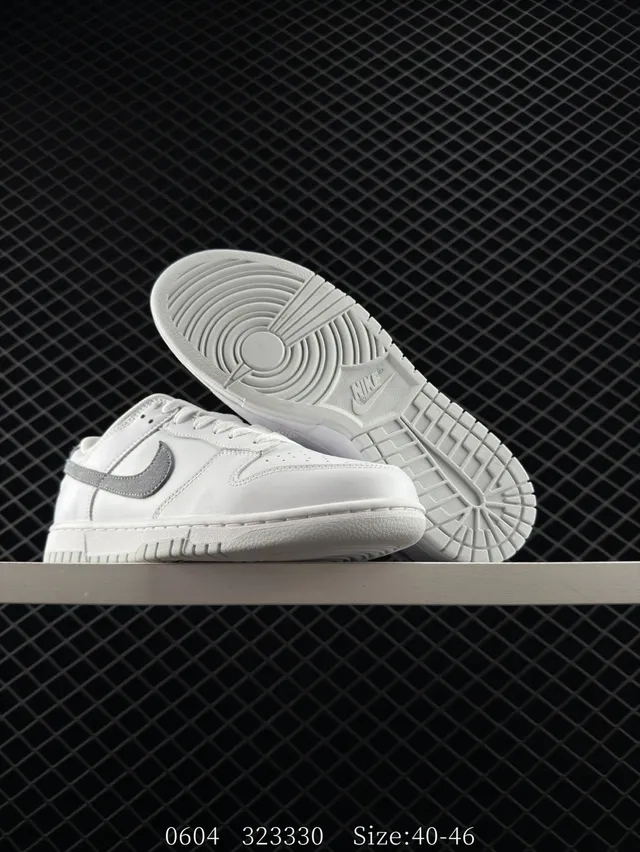 Nike Dunk Low সাদা ধূসর চামড়ার স্কেটবোর্ড জুতো 3