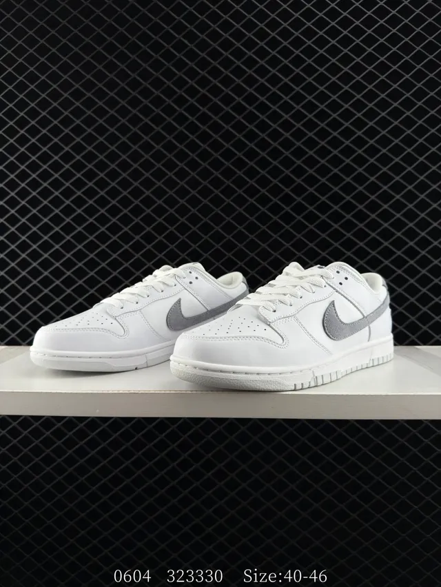 Nike Dunk Low সাদা ধূসর চামড়ার স্কেটবোর্ড জুতো 4
