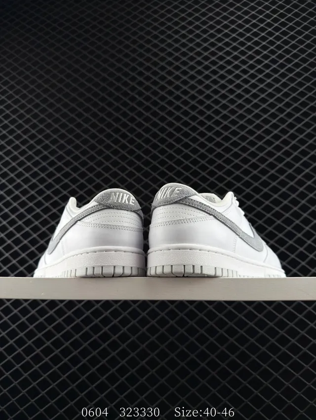 Nike Dunk Low সাদা ধূসর চামড়ার স্কেটবোর্ড জুতো 5