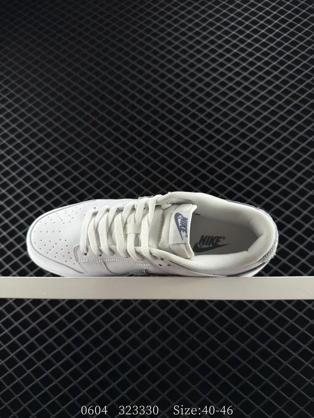 Nike Dunk Low সাদা ধূসর চামড়ার স্কেটবোর্ড জুতো 6