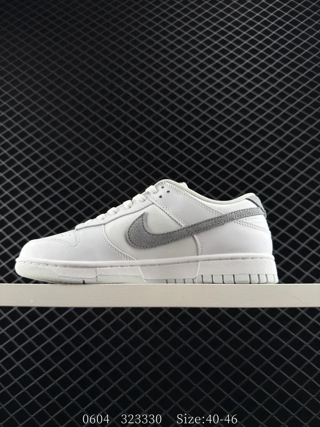 Nike Dunk Low সাদা ধূসর চামড়ার স্কেটবোর্ড জুতো 7