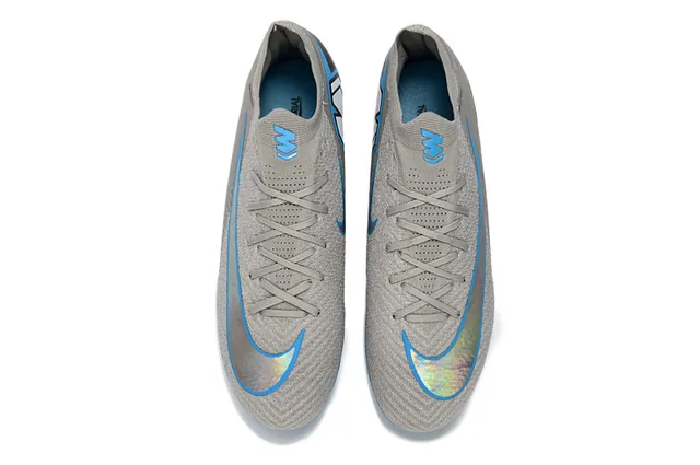 Nike Cinza e Azul Ajuste a Calcetim Upper de Tricô Overlay Iridiscente Swoosh Sapatos de Futebol Turf 2