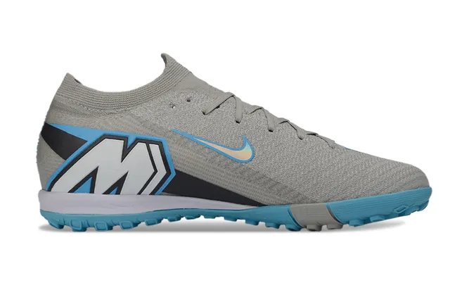 Nike Cinza e Azul Ajuste a Calcetim Upper de Tricô Overlay Iridiscente Swoosh Sapatos de Futebol Turf 7