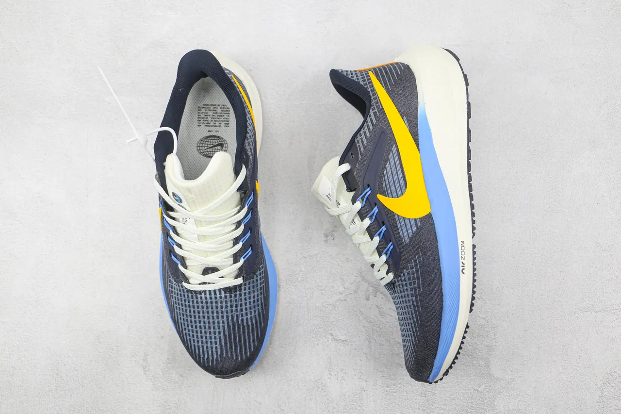 Nike Gray Yellow Engineered Knit Upper Asymmetric Heel Counter Running Shoes 3