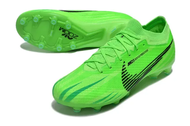Nike Green Black Knit Upper Dynamic Fit Collar Firm-Ground Soccer Shoes 3