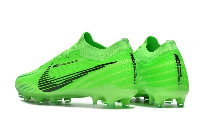 Nike Green Black Knit Upper Dynamic Fit Collar Firm-Ground Soccer Shoes 4
