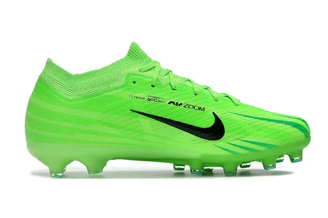 Nike Green Black Knit Upper Dynamic Fit Collar Firm-Ground Soccer Shoes 5