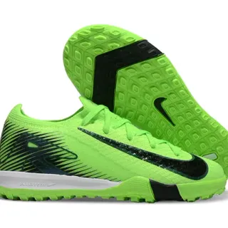 Nike Chaussures de football en gazon artificiel avec upper en knit vert noir et couleur néon lime