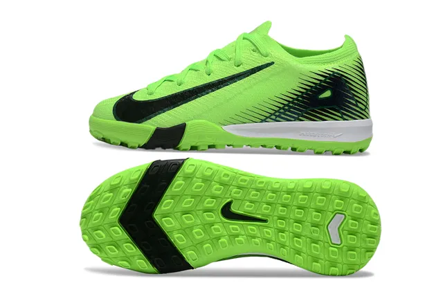 Nike 绿色黑色针织鞋面霓虹荧光绿草皮足球鞋 6