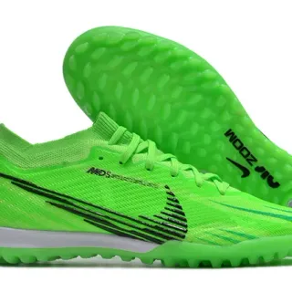 Nike Green Black Neon Knit Upper Swoosh Graphic Turf Soccer Shoes