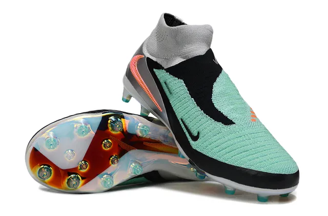 Nike Green Black Sock-Fit Collar Iridescent Translucent Sole Firm-Ground Soccer Shoes 3