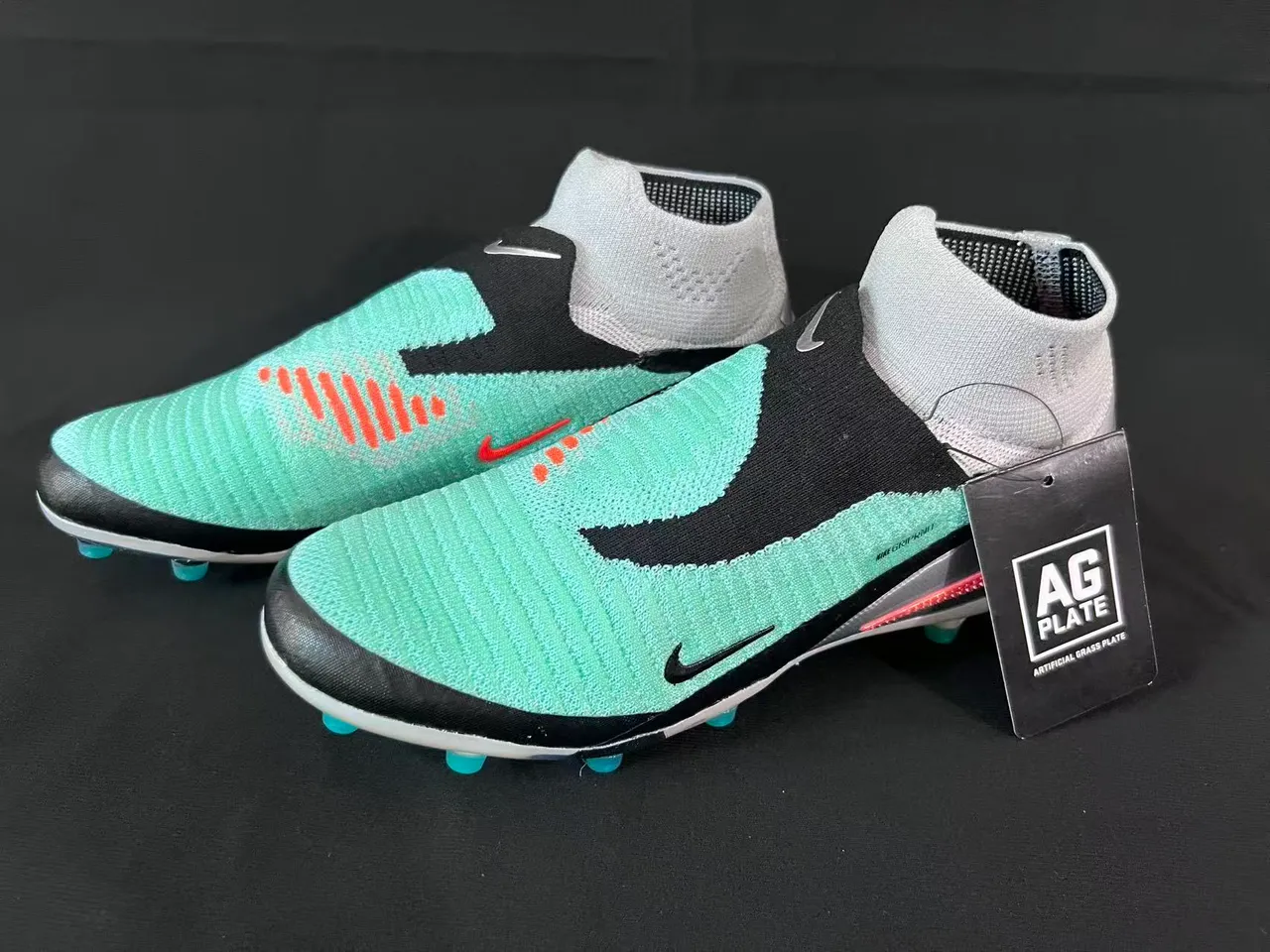Nike Green Black Sock-Fit Collar Iridescent Translucent Sole Firm-Ground Soccer Shoes 11