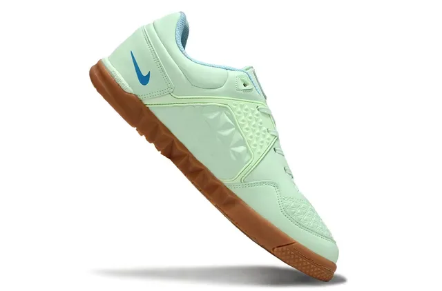Nike Vert Bleu Low-Top Cuir Chaussures de Football Indoor 2