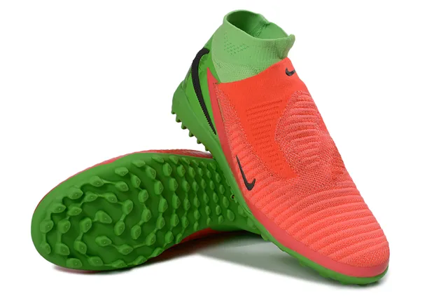 Nike Green Orange Knit Sock-Fit Upper Lacingless Slip-On Construction Turf Soccer Shoes 4