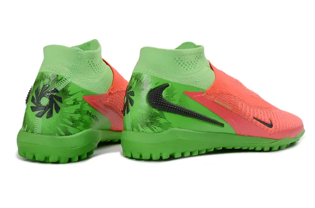 Nike Green Orange Knit Sock-Fit Upper Lacingless Slip-On Construction Turf Soccer Shoes 5