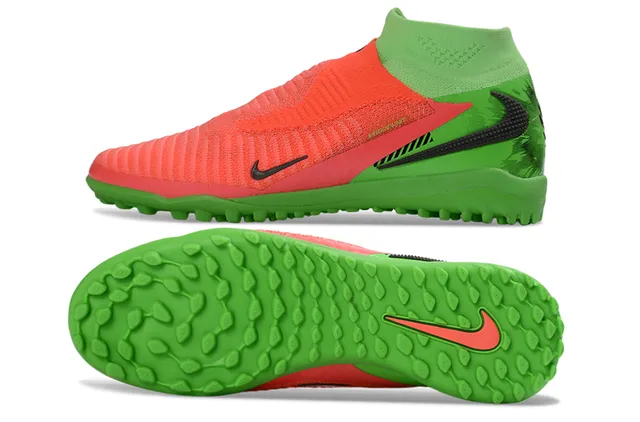 Nike Green Orange Knit Sock-Fit Upper Lacingless Slip-On Construction Turf Soccer Shoes 6