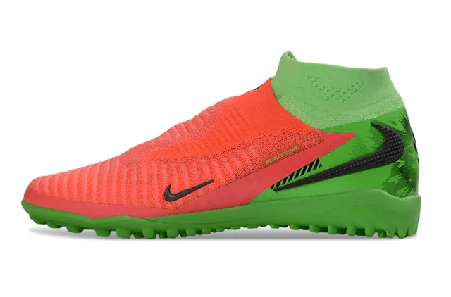 Nike Green Orange Knit Sock-Fit Upper Lacingless Slip-On Construction Turf Soccer Shoes 7