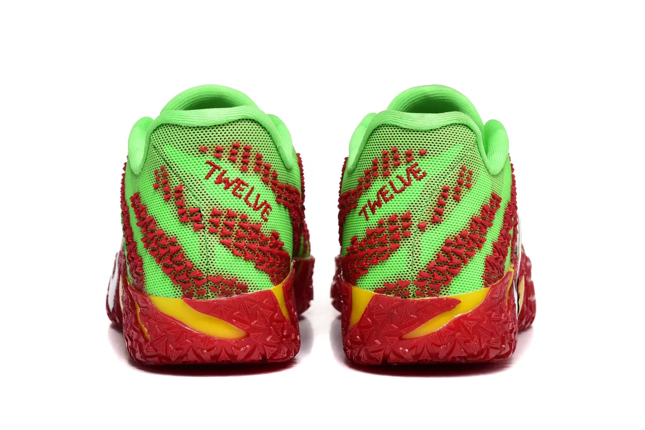 Nike Verde Rojo Tejido Superior Franja Superposición Zapatos de Baloncesto 5