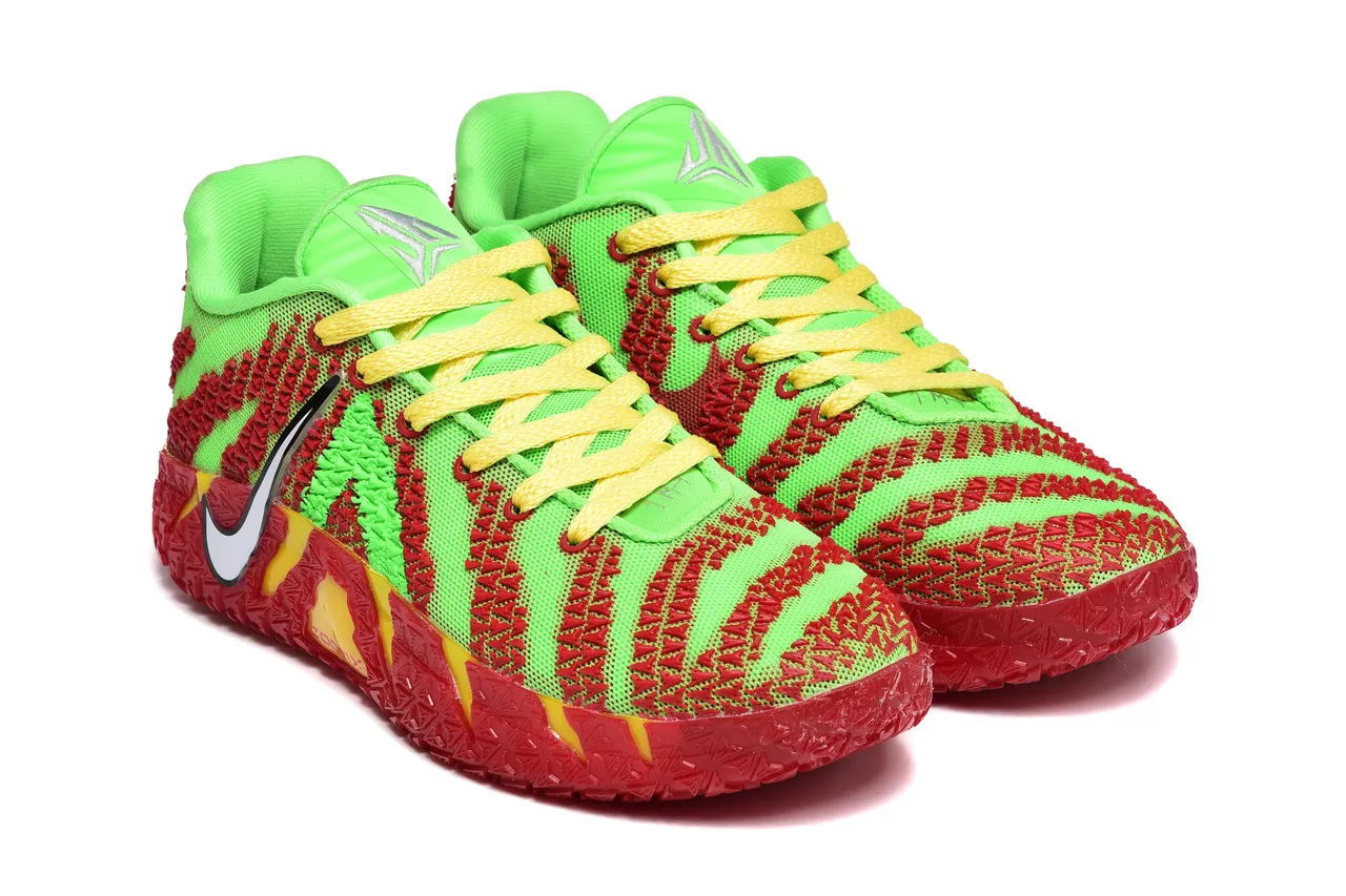 Nike Verde Rojo Tejido Superior Franja Superposición Zapatos de Baloncesto 2