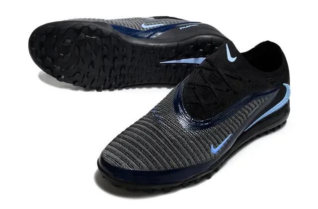 Nike Gripknit Black Blue Knit Upper Construction Turf Soccer Shoes 4