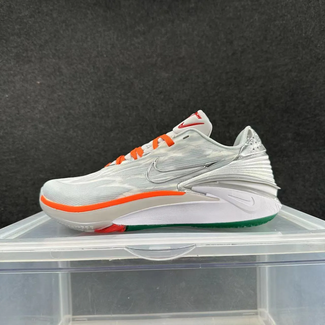 Nike GT Cut Silver Orange Ribbed Midfoot Cage Basketball Shoes 2