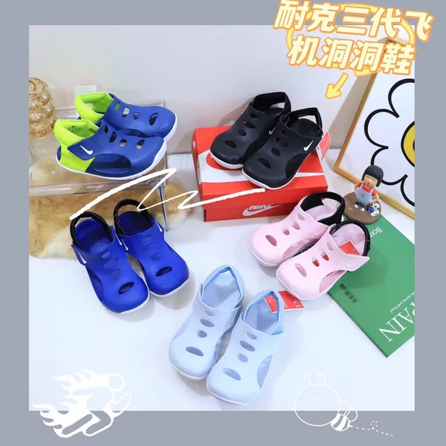 Nike Kids Kawa-style sandalias casual rosa y negro 6