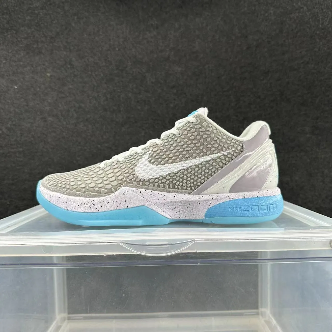 Nike Kobe 6 Gray Blue Textured Scale-Pattern Upper Basketball Shoes 2