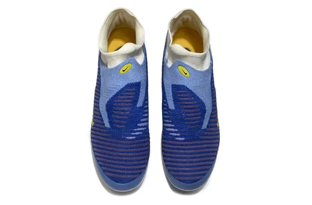 Nike Mercurial Beige Blue Sock-Fit Collar Flyknit Upper Firm-Ground Soccer Shoes 2