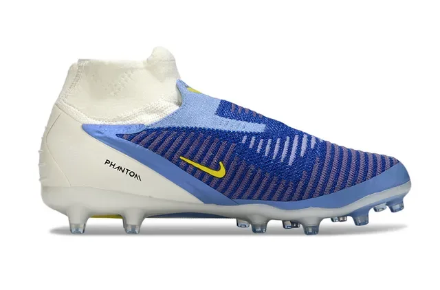 Nike Mercurial Beige Blue Sock-Fit Collar Flyknit Upper Firm-Ground Soccer Shoes 7