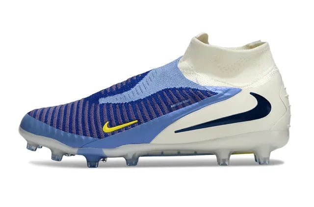 Nike Mercurial Beige Blue Sock-Fit Collar Flyknit Upper Firm-Ground Soccer Shoes 8