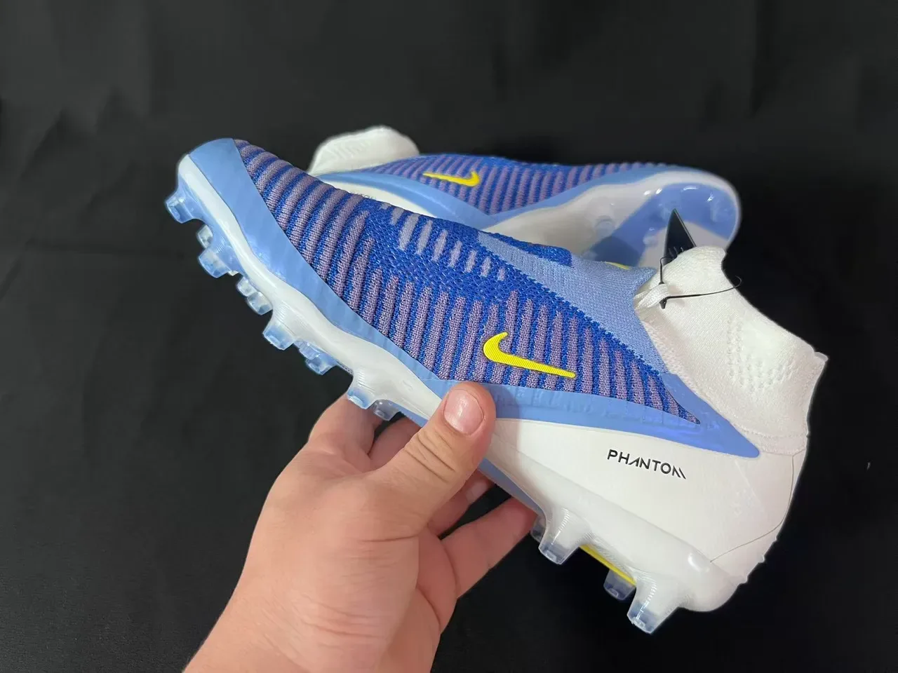 Nike Mercurial Beige Blue Sock-Fit Collar Flyknit Upper Firm-Ground Soccer Shoes 11