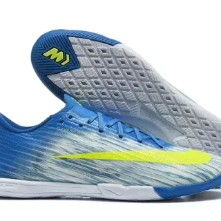 Chaussures de football indoor Nike Mercurial low-cut knit upper bleu jaune