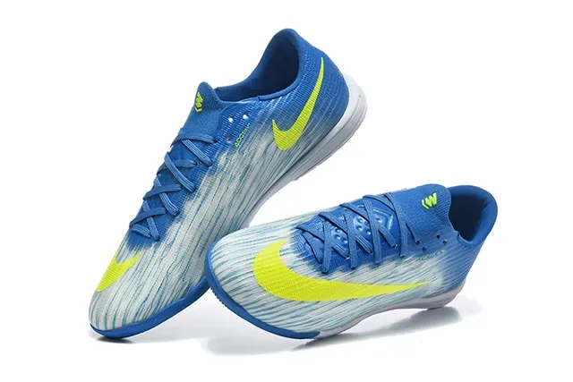 Chaussures de football indoor Nike Mercurial low-cut knit upper bleu jaune 2