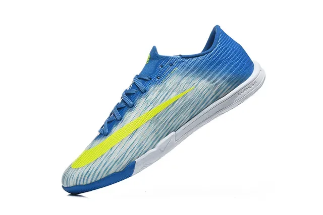 Chaussures de football indoor Nike Mercurial low-cut knit upper bleu jaune 4