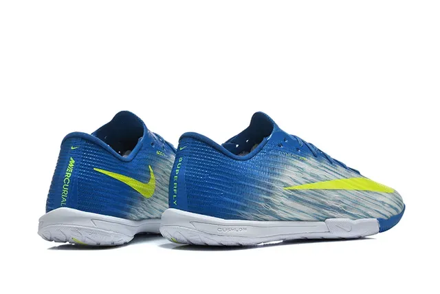 Chaussures de football indoor Nike Mercurial low-cut knit upper bleu jaune 5