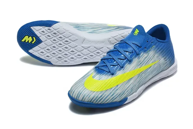 Chaussures de football indoor Nike Mercurial low-cut knit upper bleu jaune 6