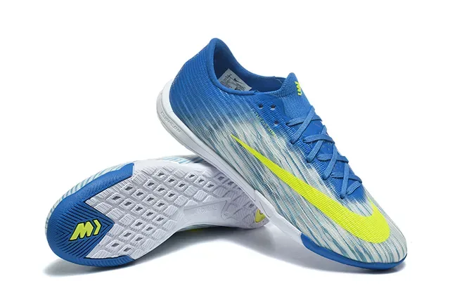 Chaussures de football indoor Nike Mercurial low-cut knit upper bleu jaune 7