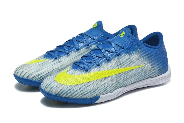Chaussures de football indoor Nike Mercurial low-cut knit upper bleu jaune 8