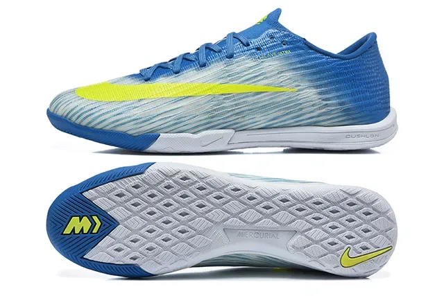 Chaussures de football indoor Nike Mercurial low-cut knit upper bleu jaune 9