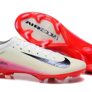 Nike Mercurial Flyknit Branco Rosa Vermelho Firm Ground Chuteira de futebol