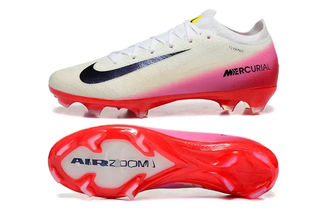 Nike Mercurial Flyknit Blanco Rosa Rojo Firm Ground Zapatillas de fútbol 9
