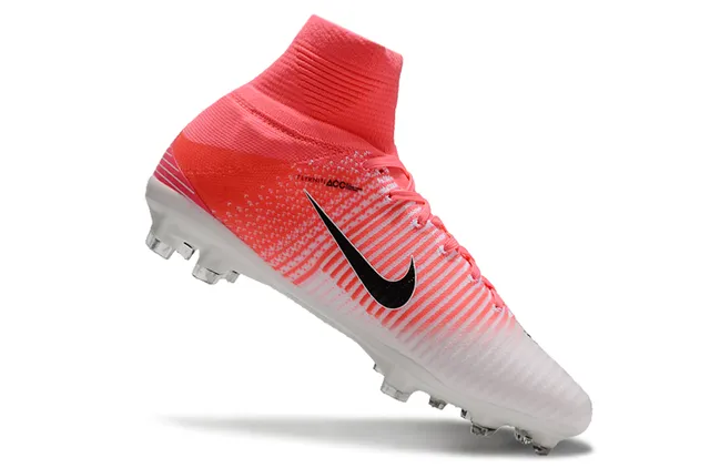 Nike Mercurial Alto-Corte Coral-Rosa Sola Firme Sapatos de Futebol 16
