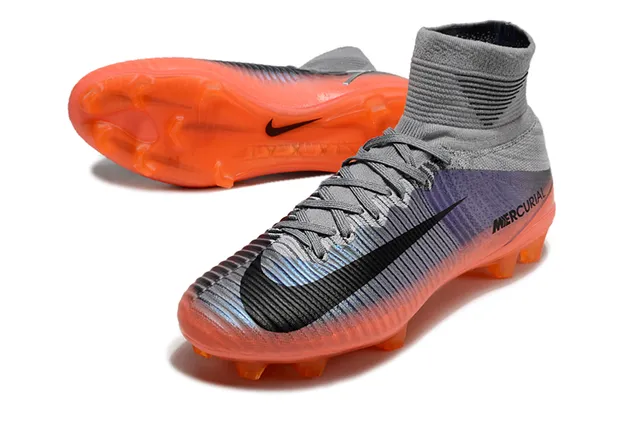 Nike Mercurial Alto-Corte Coral-Rosa Sola Firme Sapatos de Futebol 24