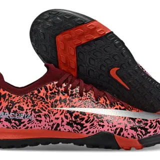 Nike Mercurial Pink Black Leopard-Print Synthetic Upper Low-Cut Sock-Fit Collar Turf Soccer Shoes