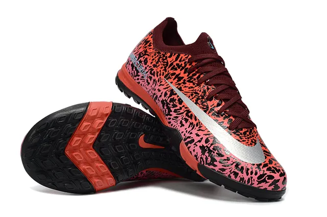 Nike Mercurial Pink Black Leopard-Print Synthetic Upper Low-Cut Sock-Fit Collar Turf Soccer Shoes 2