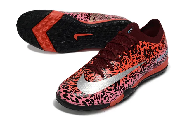 Nike Mercurial Pink Black Leopard-Print Synthetic Upper Low-Cut Sock-Fit Collar Turf Soccer Shoes 3